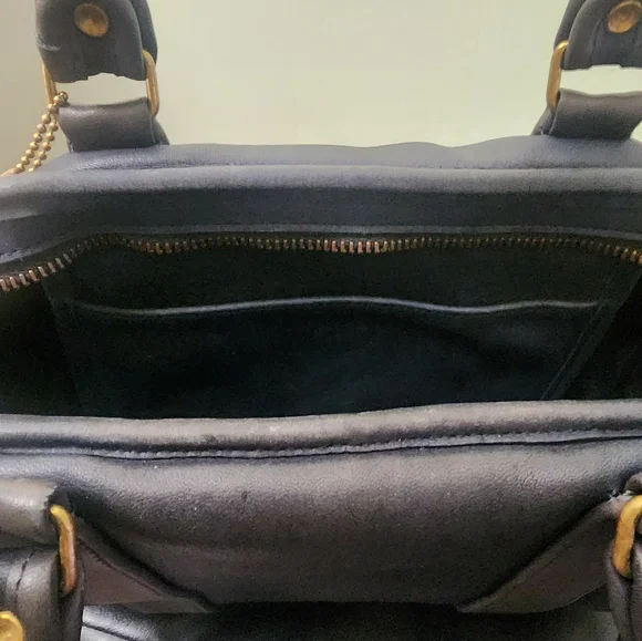Vintage Coach Soft Satchel 4055 Navy Leather Double Handles 0210-918 early 1990s